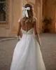 Boho een lijn trouwjurk 2024 voor bruid illusie rug v nek kralen kanten bloemen bruids dames jurken vestido de novia robe de mariage