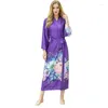 Women's Sleepwear 2023 Floral Robes Women Satin Silk Robe Dress Lady Nightgown Bath