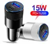 3.1A 15W USB Car Charger USB PD Aluminum Alloy Adapter Fast Charger Car Chargers for iphone 12 13 14 15 Samsung GPS M1