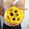 Dekoracyjne kwiaty wieńce ślub sztuczny bukiet słonecznika jedwabny fałszywy kwiat DIY Bukiety centralne aranżacje imprezowe wystrój domu