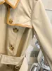 Damskie okopy płaszcze brytyjskie styl retro kolor lapowy z podwójnym piersiem pasek pasek długi płaszcz jesienny kurtka modowa kurtka mody