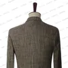 Men's Suits 2023 Men Business Casual Slim Fit Suit Fashion Light Brown Linen Black Stripe Tuxedo Wedding Formal Dress Jacket Blazer Coat