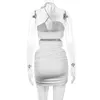 Vestidos casuais verão moda branco oco out sexy nightclub vestido mulheres lace up halter-pescoço praia férias mini hip saia feminina desgaste