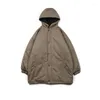 メンズダウン2023大規模日本の綿シンプル韓国スタイルバージョンダブルハットソリッドカラーカジュアル厚いゆるいコート