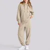 Pantaloni a due pezzi da donna 2 Tute Abiti casual autunnali Felpe con cappuccio a maniche lunghe in tinta unita con coulisse Jogger Set loungewear 231116