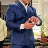 Herrenanzüge für Herren, 2023, Marineblau, spitzes Revers, Business-Casual, formelles Kostüm, Homme, zweireihig, schmale Passform, 2-teiliges Set, Jacke und Hose