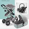 Strollers# 3 in 1 baby stroller 0 to 3 years four wheels stroller baby cars Luxury Multifunctional BABY carriage High Landscape newborn car Q231116