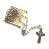 Collares colgantes Collar de rosario de cristal Vintage Cruz Larga Católica Joyería para hombres