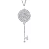 Co015 collier en forme de clé pendentif en or blanc massif colliers Suower collier Standard Original bijoux en diamant