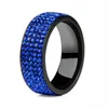 Punk Rock acier inoxydable noir anneau hommes bleu rouge vert cristal anneau pour femmes bague de mariage bijoux