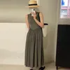 Casual Dresses Houzhou Vintage Y2k Long Bodycon Dress Women Korean Fashion Esthetic Chic and Elegant Corset Simple Slack Sundress Harajuku