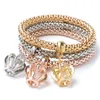 Ensemble de bracelets et pendentifs d'amour en alliage, chaîne de maïs pop-corn élastique tricolore, serti de diamants
