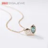 GIGEWE 1.0Ct Rose Solid Gold 9K/14K/ 4*6Mm Pear Cut White And Green Color Moissanite Heart Shape Necklace