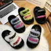 Slippers Studded Plush Thick Bottom Outside Wear Home Warm Double Chain Fashion Everything Comfortable Non-slip Woolen Cotton Drag Woman 231116