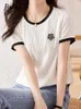 Women's Blouses Summer Fashion Short Sleeve Woman Simple Classic O-Neck Female Top Black And White Ladies Elegant Women's T-Shirt