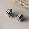 Boucles d'oreilles en argent Sterling 2023 pour femmes, bijoux à la mode, en treillis noir et blanc, cadeau intemporel, tendance, 925