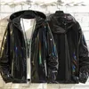 Men's Vests 4202 Black Sliver Shinny Jacket Men Bomber Korean Style Hip Hop Slim Jackets And Coats Streetwear Hooded Coat 231116