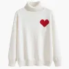 2024Designer tröja Loveheart A Woman Lover Cardigan Knit V Round Neck High Collar Womens Fashion Letter White Black Long Sleeve Clothing Pullover