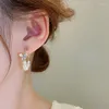 Boucles d'oreilles créoles en forme de C pour femmes, bijoux de luxe légers en strass, perle papillon, mode créative, haut de gamme, bijoux de fête