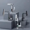 Robinets de cuisine rotatifs tirant le levage robinet d'affichage numérique salle de bains robinet de température intelligent 5 pulvérisateur économie d'eau robinet de lavabo froid 360