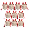 Noel Süslemeleri 10 PCS REIN Geyiği Şeker Hediye Çantası Velvet Santa Çuvalları Drawstring Dekor Çocuk Partisi Favor Year