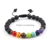 Bedelarmbanden 8 mm natuursteen armband 7 chakra bedelarmbanden Mticolor kralen lavastenen golf dames heren yoga droplevering juweel Dhcaq