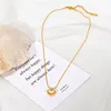 Очаровательные браслеты элегантные женщины подвесной ожерелье Сердце Натуральная раковина 18 К наложенное ошейник из нержавеющей стали для подарков