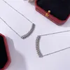 Collier à ongles en forme de cœur pour femme, nouveau Design de marque, chaîne de pull, accessoires en cuivre, Zircon, bijoux cadeau, couleur argent, 2024