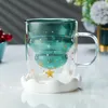 Wijnglazen 300ML Dubbel Gelaagd Glas Kerstboom Sterrenhemel Koffiemok Thermische Isolatie Ontbijt Melk Cup Kinderen Gift