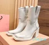 Pure Color Chelsea Ankle Boots Womens Black/White/Brown Outdoor Party Square-Toe Boot Lady Sexig mode High-Heeled Comfort