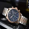 Мужские кварцевые часы с ремешком из нержавеющей стали, синие, черные, высококачественные сапфировые часы, супер яркие роскошные часы Montreux