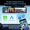 Dash Cam Dvr per auto da 12 pollici 4K 3840 * 2160P Registrazione video specchietto per auto Apple Carplay Android Auto Connessione wireless 5G WiFi Navigazione GPS FM AUX