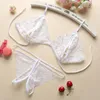 Ensemble sexy Ensemble de lingerie sexy à lacets pour femmes Exotique Entrejambe ouvert Sous-vêtements transparents G-string Bandage Bikini Ensemble à trois points 231116