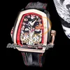 BZF Twin Turbo Mens Watch JCFM05 Twin Tourbillon Automatic Rose Gold Bezel DLC Case Skeleton Number Markers White Line Leather Super Edition TrustyTime001Watches