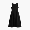 Casual Dresses Classic Black And White Sleeveless Mid-length Dress Women 2023 Summer O-neck Pocket Stitching Female Elegant Slim