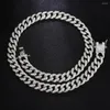 Ketens zilveren kleur 13 mm talk Miami Cuban Link Chain ketting voor vrouwen ijs uit 2 rij steentjes vierkante sieraden cadeau