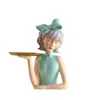 Decorações de Natal Modern Bow Girl Estátua para Entrada Chave Bandeja de Armazenamento Ornamentos Home Decor Artesanato Estatuetas Lanches Doces Presente 231116