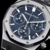 AP Swiss Luxury Watch 26240st 50e anniversaire Plaque bleue Trois yeux Chronographe Automatique Mécanique Dos transparent Tourette automatique pour homme