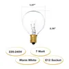 Ampoules E12 BaseTungsten Ampoule Lampe 7W 220-240V Globe Clair Pour Intérieur Extérieur Patio Décor 2200K Lampes