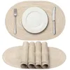 Manteles individuales trenzados ovalados para mesas de comedor, tejido natural, resistente al calor, juego de 6, 19x13 pulgadas
