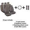 New Universal High Back Bucket Car Seat Covers Full Set with Seat-Belt Pad Steering Wheel Cover Protector for Car SUV Truck