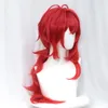 Cosplay Peruki Genshin Impact Diluc odgrywanie ról 60 cm długiej czerwonej peruki odtwarzającego role odgrywanie ról RP-odgrywanie ciepła oporna na syntetyczną perukę Halloween 231116