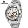 Relojes de pulsera Forsining Tourbillon Reloj mecánico para hombres Relojes deportivos casuales Relojes automáticos Banda de acero de negocios de lujo Hombre Relogio