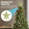 Weihnachtsdekorationen, Baumkronen-Stern-Ornamente, 20 cm, fünfzackige Anhänger, glitzernder Topper, Heim-Partyzubehör