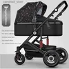 Poussettes # poussette de bébé luxueuse légère 2 en 1 Portable pour bébé paysage haut paysage réversible poussette en or voyage Pram Carriage Q231116