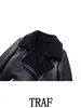Giubbotti da donna 2023 Donna Double Sided Giacca in pelle da motociclista Cappotti Moda Zipper Vintage Manica lunga Autunno Inverno Causale Allentato