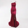 Casual jurken Eén schouder Zijsplit Maxi-jurk Strap Back Slanke lange avondfeest Rugloze elegante zeemeermin
