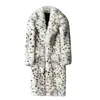 Мужское меховое пальто из искусственного меха с леопардовым принтом, интегрированное мужское пальто, длинное костюмное пальто с воротником из искусственного меха лисы, трендовая зимняя теплая меховая куртка 231115