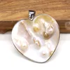 Hänge halsband naturliga skal hjärta form mamma av pärl charm för att göra diy juvelen halsband gåva 50x58mm