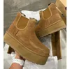 Austrália chelsea botas neumel plataforma zip camurça feminino clássico mini bota castanha austrália tornozelo neve pele de carneiro conforto inverno